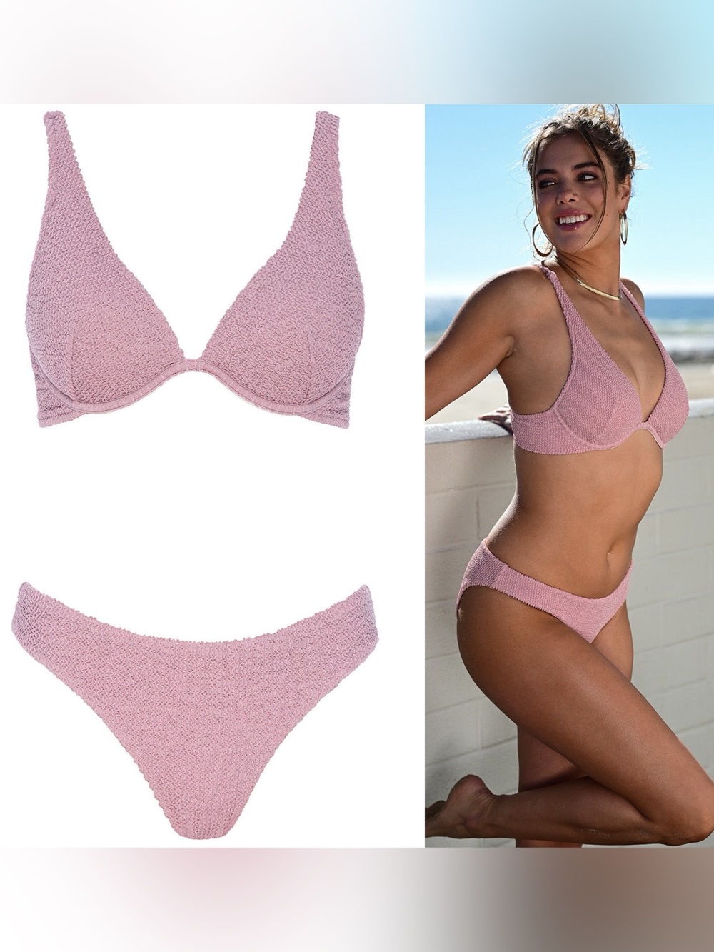 Rose Crinkle Bermuda Stretch Bikini Vetchy